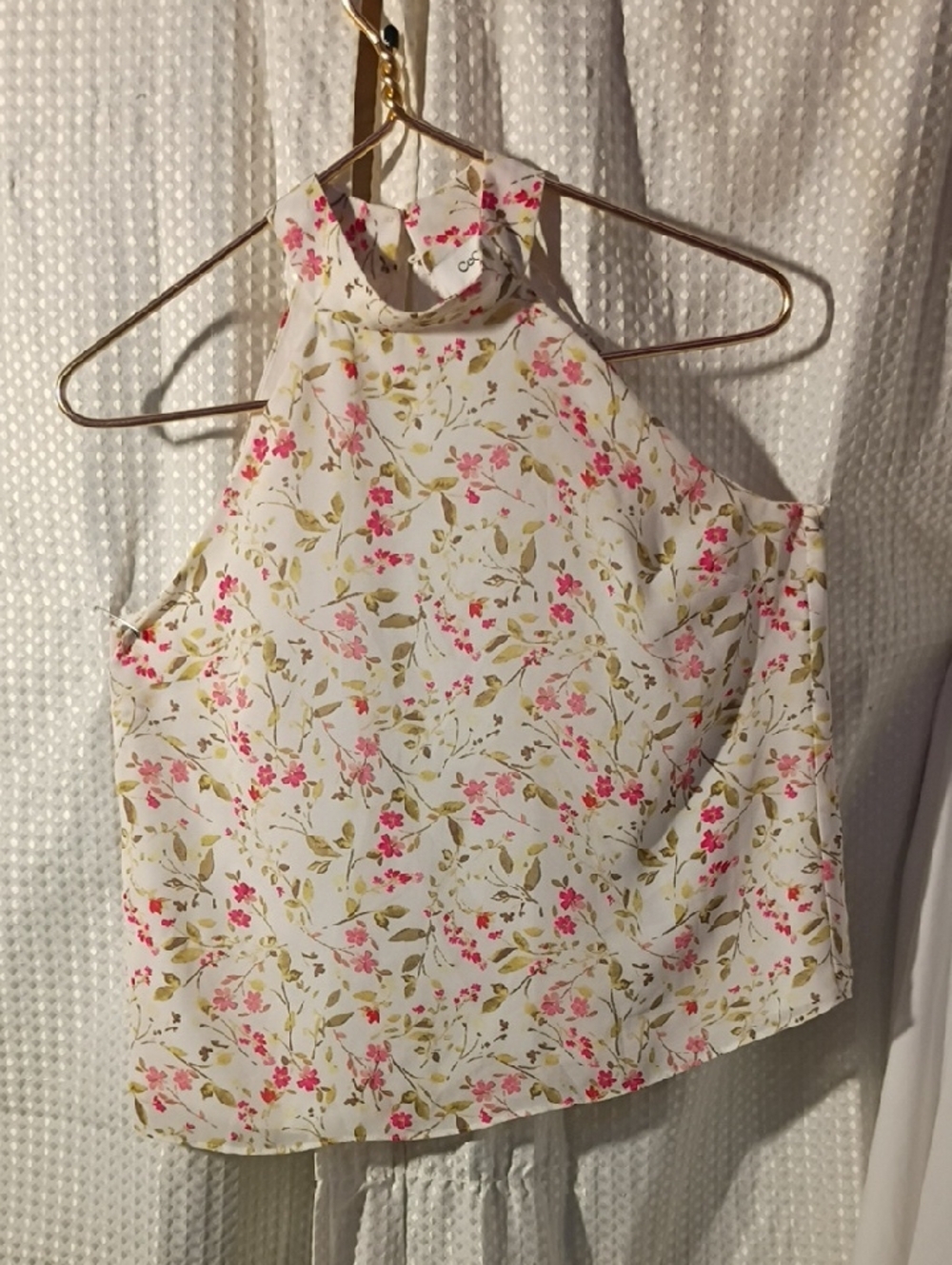 CeCe Pink & White Floral High-Neck Camisole